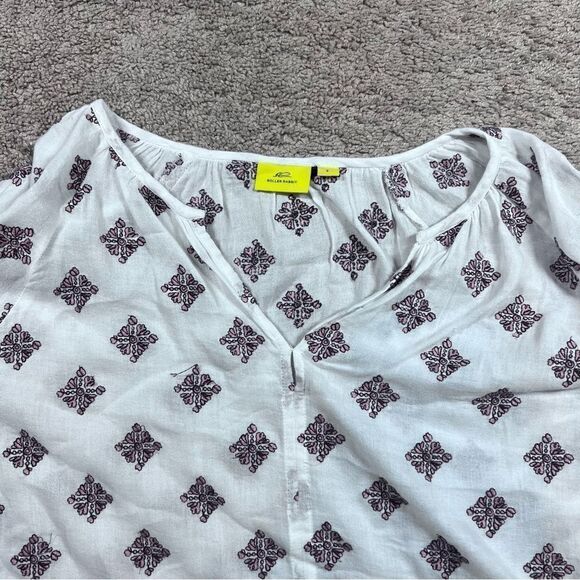 Roller Rabbit Embroidered Floral Peasant Blouse Top V Neck Size XS - Picture 4 of 7
